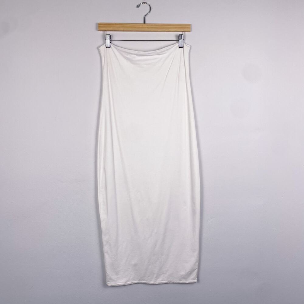 Matthildur Pima Cotton Jersey Strapless Midi Bodycon Dress Large